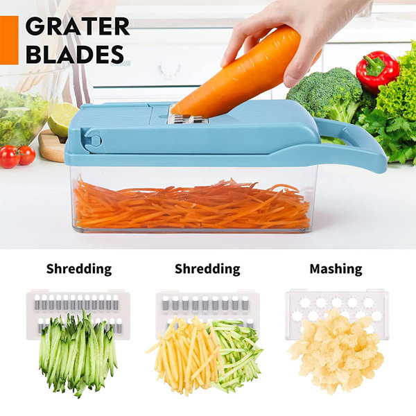 LOTESTO 14 In Multifunctional Food Chopper Vegetable Slicer Dicer Cutter  With Blades  Container Wayfair