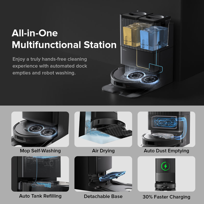 Roborock Qrevo Series, Robot Vacuum and Mop, 8000Pa Suction, Anti-Tangle Brushes, Smart Obstacle Avoidance, Self-Washing (QV 35A)