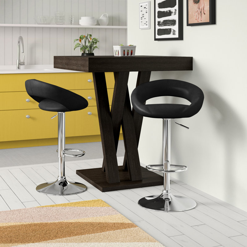 Larry Swivel Upholstered Adjustable Height Counter Stool with Metal Frame, Black