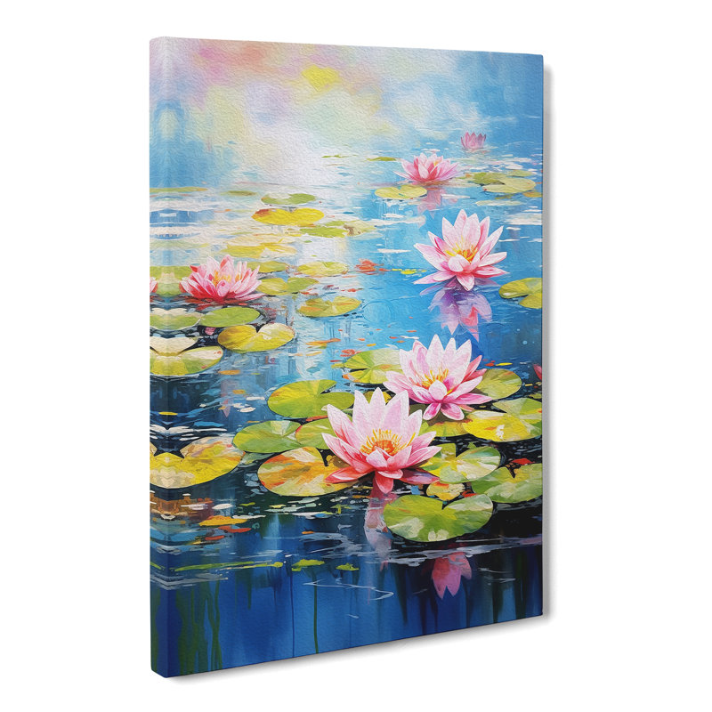 Water Lily Pond Action Painting No.2 - No Frame Print, 76cm H x 50cm W x 3cm D