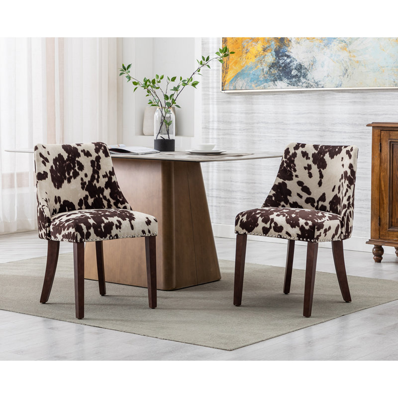Umina 19.5'' H Upholstered Side Chair, Black/WHite, Dark Brown