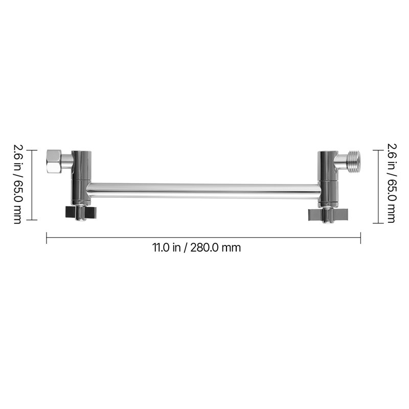 Shower Head Extension Arm Extender 11 in Adjustable Angle Height G1/2 Universal