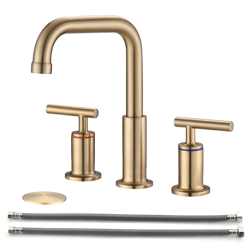 8 In. Widespread Double Handle Bathroom Faucet With Pop Up Drain, Brushed Nickel