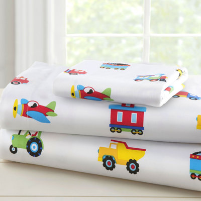 Wildkin Olive Kids Trains, Planes Trucks 100% Cotton Sheet Set