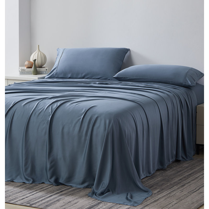 Rayon From Bamboo Extra Deep Pocket Sheet Set, King, Steel Blue