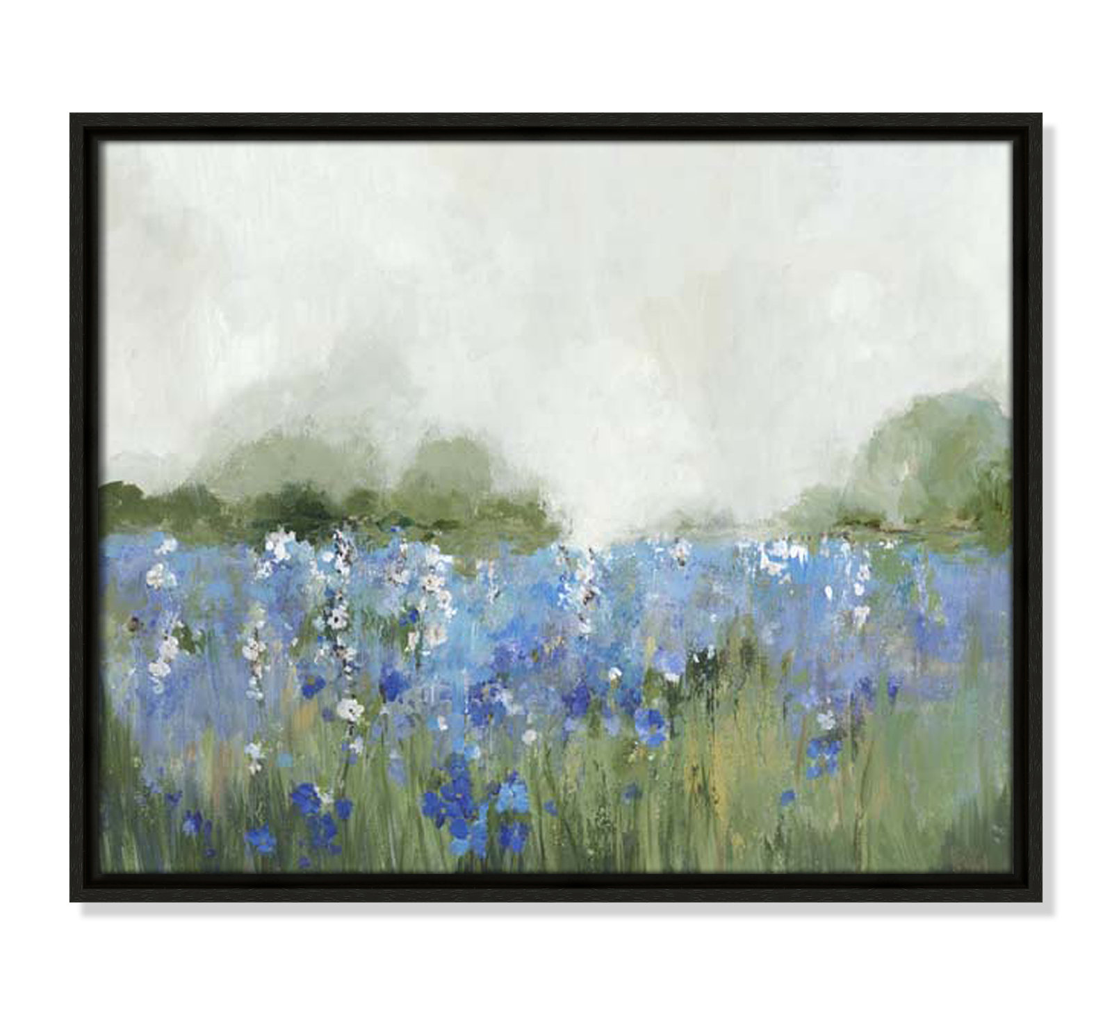 Casa Fine Arts "Meadows Bluebells Field" Print, Espresso Framed, 17.5" H x 21.5" W x 2" D