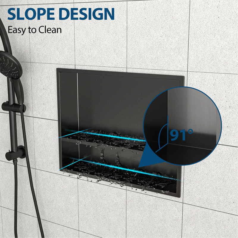 Tablette double 19 po x 15 po en acier inoxydable pour niche de douche, H 3,94 po x l 15 po x P 19 po