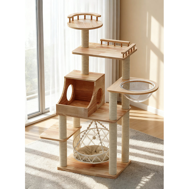 62,99 pouces "Structure d'escalade en bois naturel standard pour chat"