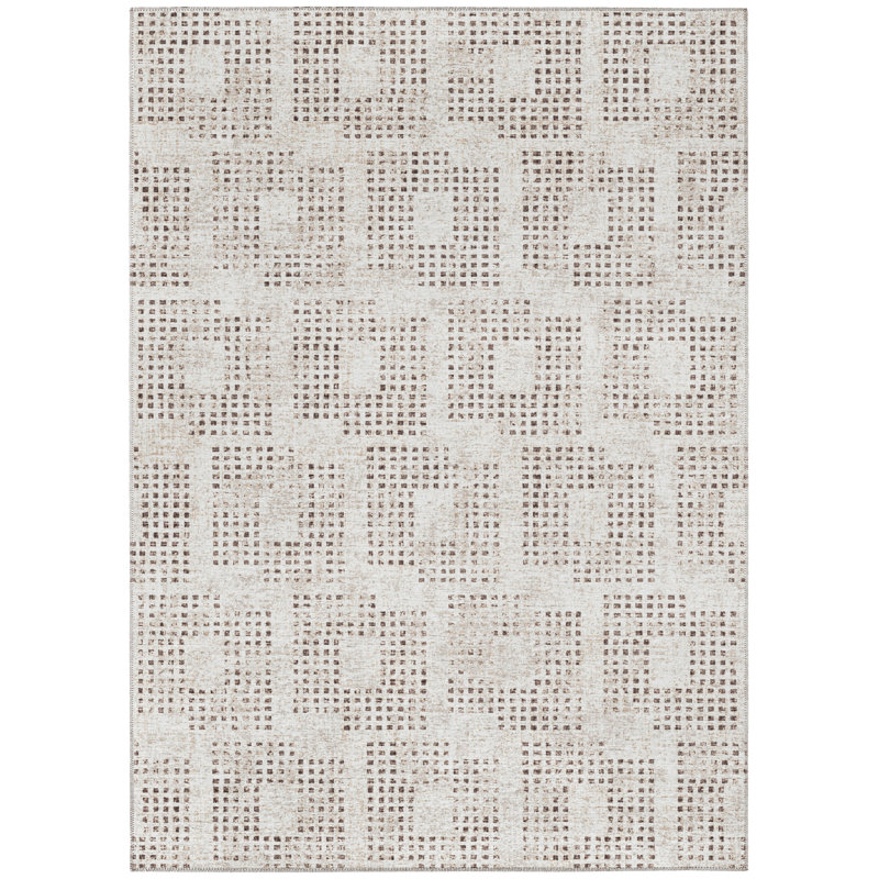 Tapis contemporain ivoire pied-de-poule 5 "x 7" 6 ", Rectangle 9 pi x 12 pi