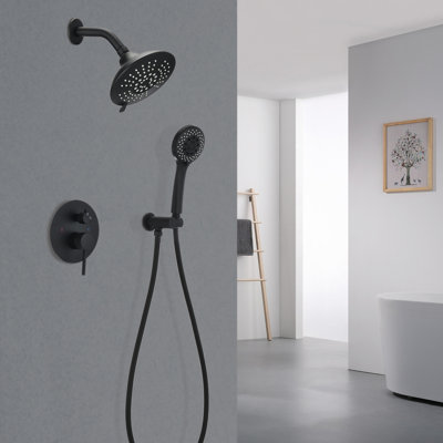 Ensemble de robinet de douche mural rond avec système de douche à pluie et douche à pluie