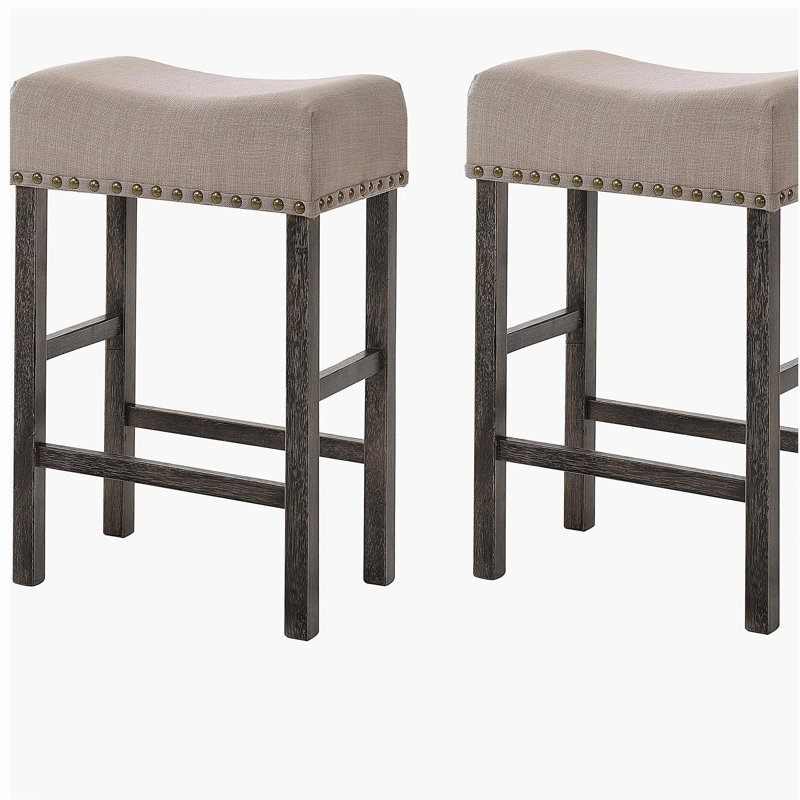 Ensemble de chaises de bar beige et gris vieilli (ensemble de 2 pièces)