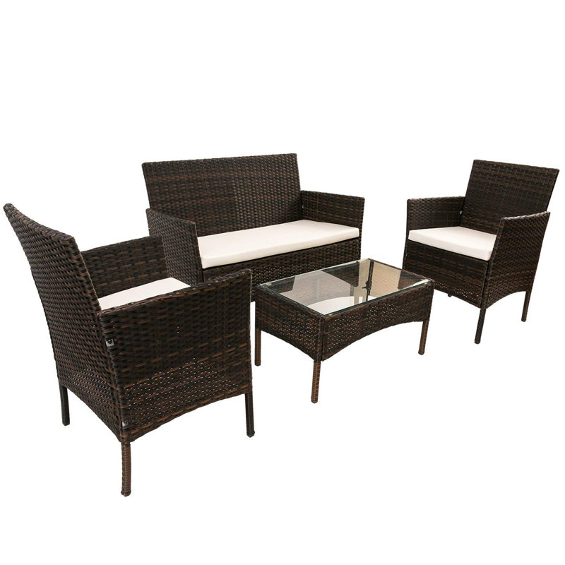 Hesdin 4 - Person Seating Group with Cushions, Brown, Brown