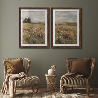 Premium Framed Wall Art Vintage Fine Art Antique Classic for Bedroom - 26"x36" Set of 2