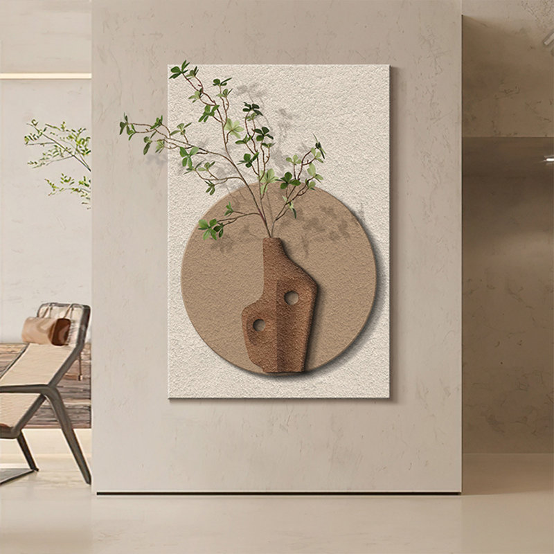 Art mural en grès Wabi Sabi avec herbe de pampa artificielle, décor texturé sans cadre pour entrée 17D