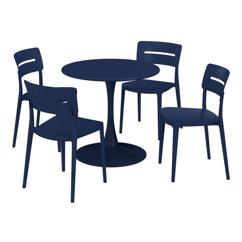 Ensemble repas extérieur pour 4 personnes, H 29 po x l 31,5 po x P 31,5 po, Marine, 4