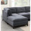 Canapé modulaire 6 pièces avec chenille et coussin en tissu gris cendré