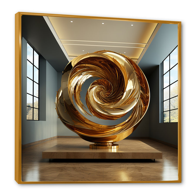 Golden Ratio Spiral sur toile, Cadre flottant doré, H 36 po x l 36 po x P 1,5 po
