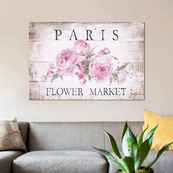 " Paris Flower Market Sign " by Debi Coules, 8" H x 12" W, Wrapped Canvas, No Frame