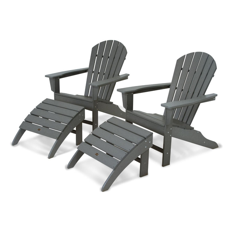 POLYWOOD South Beach 4-Piece Adirondack Set, Slate Gray
