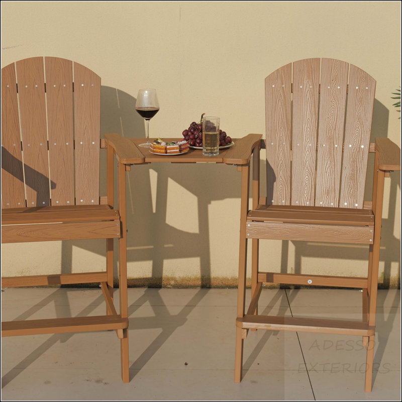 Ensemble de 2 chaises de bar d'extérieur avec plateau de connexion - style classique Adirondack