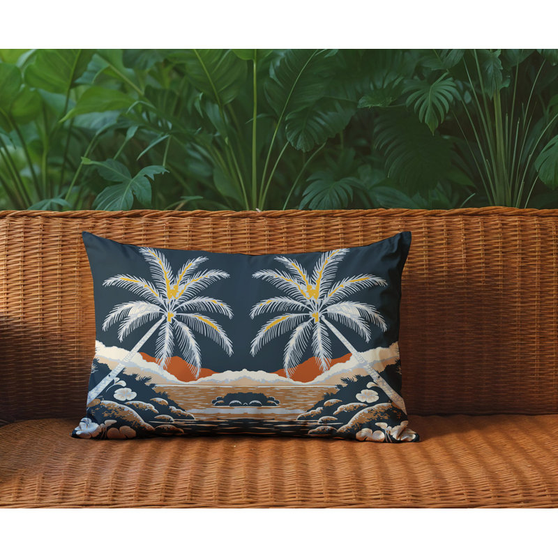 Oreiller rectangulaire réversible intérieur / extérieur Groove Palm, Rectangle H 18 po x l 25 po, Gris