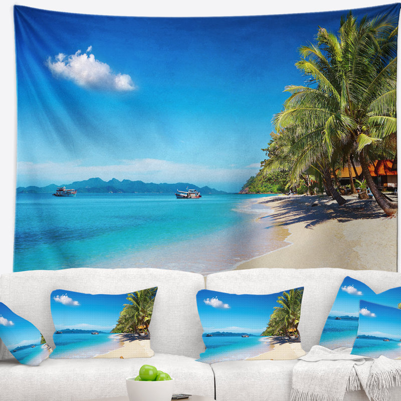 Photographie plage tropicale thaïlande tapisserie, H 32 po x l 39 po