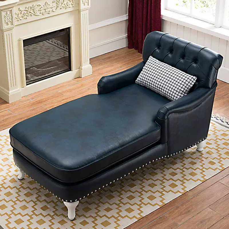 Chaise longue simple, Similicuir vert foncé