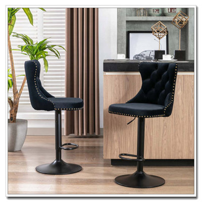 Swivel Velvet Barstools Adjusatble Seat Height