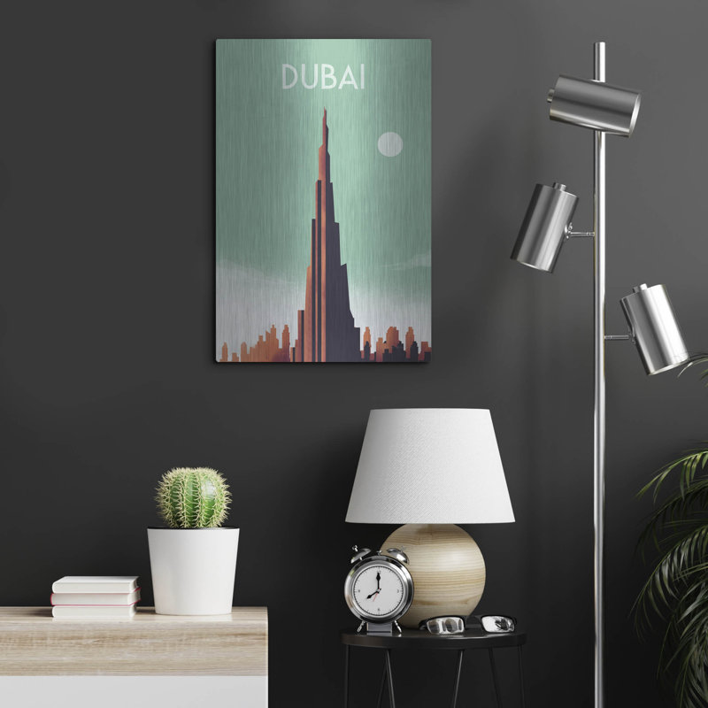 Art mural en métal «Dubaï» par Omar Escalante, H 24 po x l 16 po