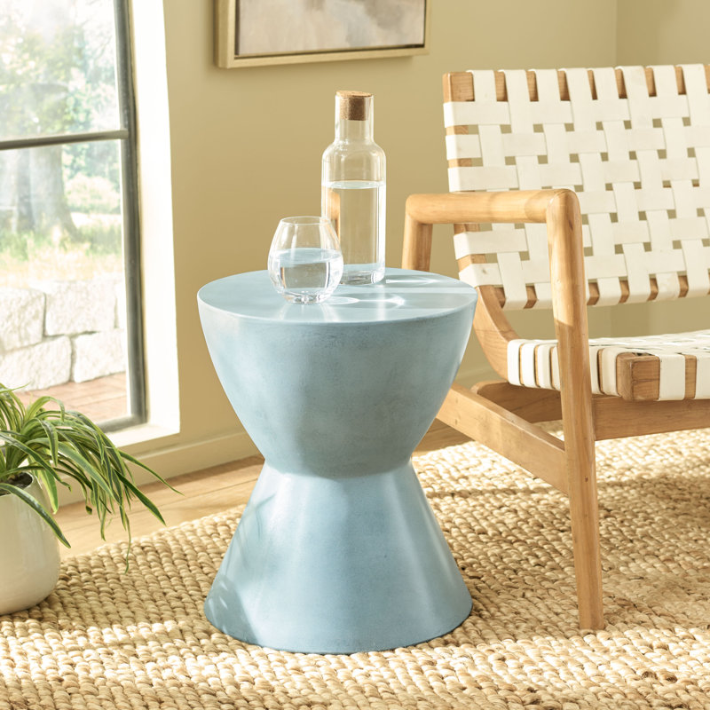 Daima Concrete Abstract End Table, Powder Blue