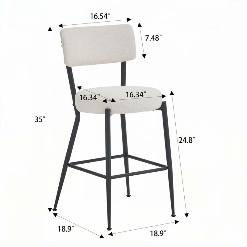 Tabouret de bar Teddy, Noir, Beige