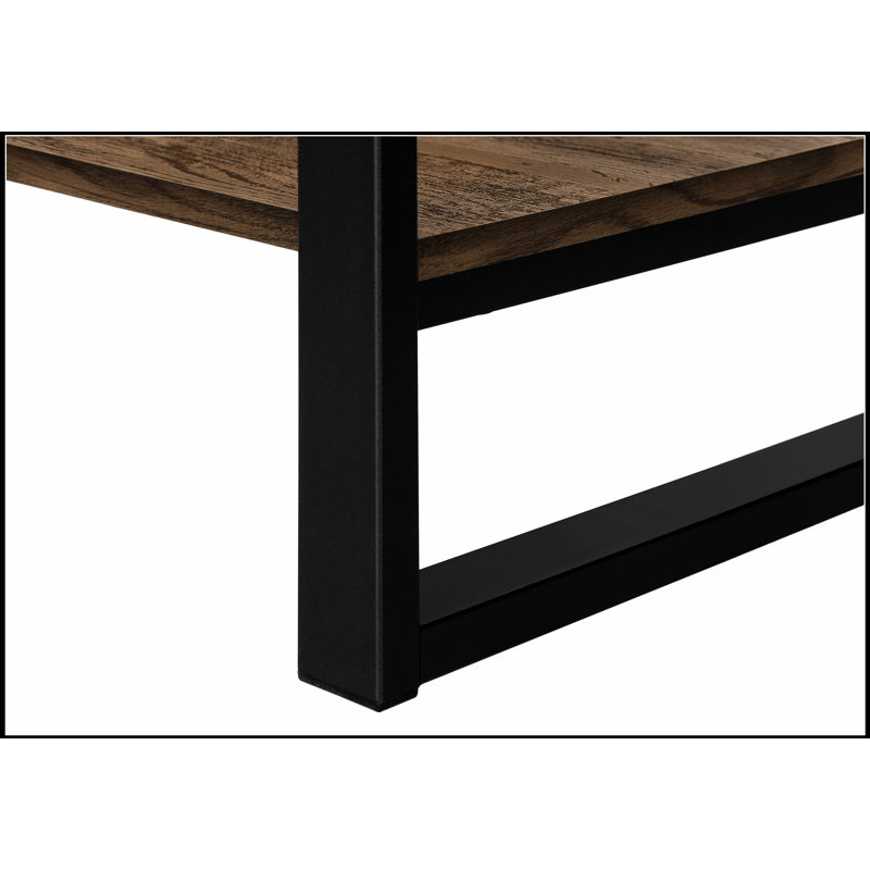 Contemporary Narrow Entryway Console Table with Brown Laminate Top and Black Metal Frame, Perfect for Modern Homes., Brown