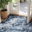 Tapis bleu foncé 9 pi x 12 pi à motif abstrait moderne lavable-118330184-139842732