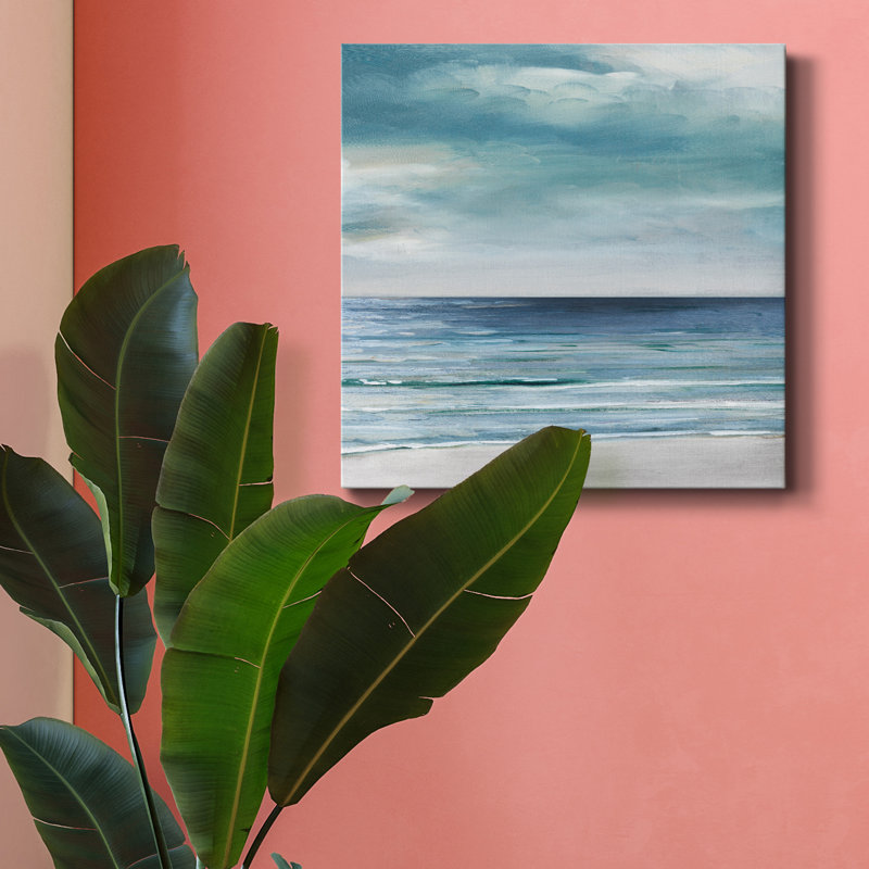 «Blue Silver Shore II», reproduction d'art sur toile tendue, H 16 po x l 16 po x P 1 po