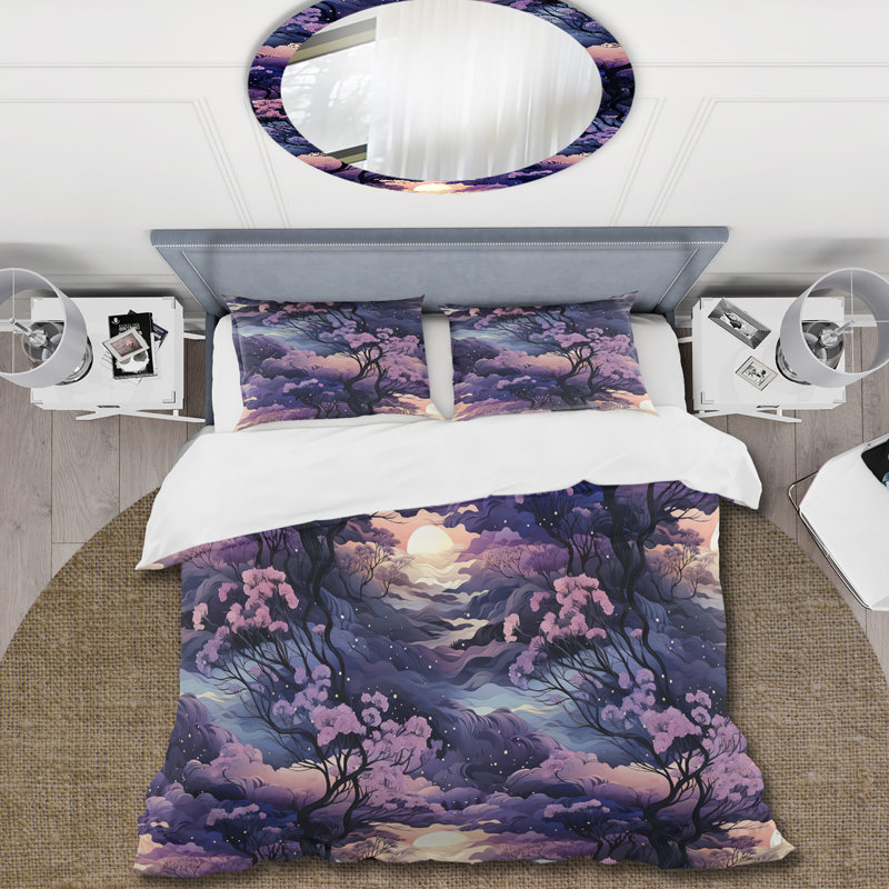 Dusky Dreamscapes Moody Patterns I - Floral Duvet Cover Set, Housse de couette pour très grand lit et 2 très