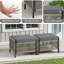 Ensemble de 2 repose-pieds d'extérieur en osier PE avec coussin pour la cour ou la terrasse-2113486610