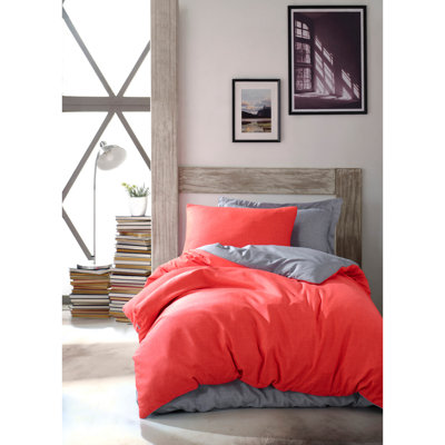Ensemble de housse de couette simple de qualité supérieure, couleur rouge, 55,1 po x 78,7 po | 65% coton / 35% polyester, lavable à la machine | Comprend 1 taie d'oreiller (23,6 po x 23,6 po) | Conception élégante de housse de couette et de housse de coussin à fermeture à boutons