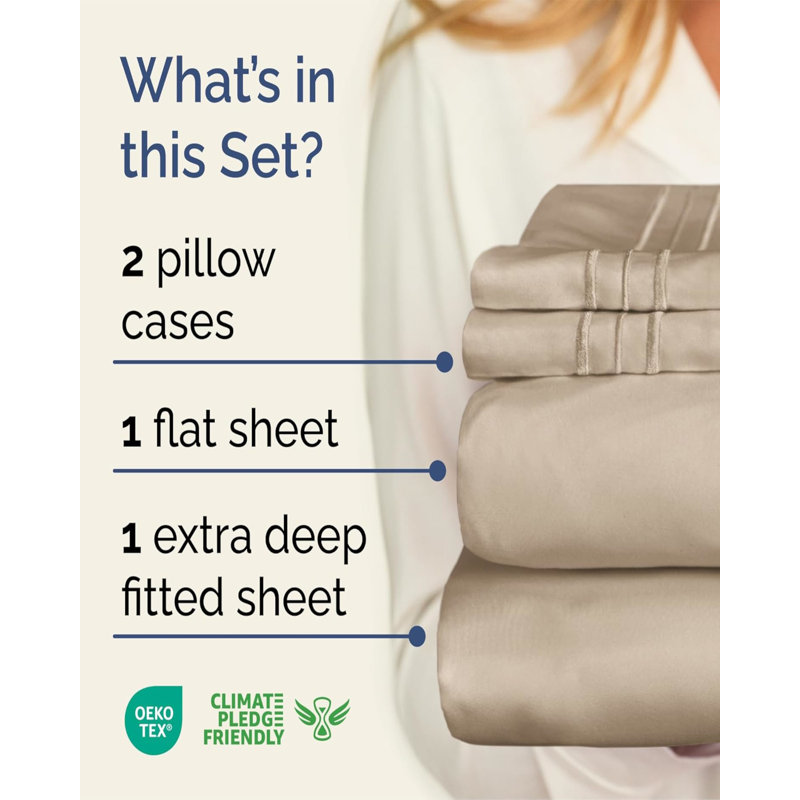 Extra Deep Pocket luxury Sheet Set - Solid Ultra Soft & Cooling Sheet Sets, Cream