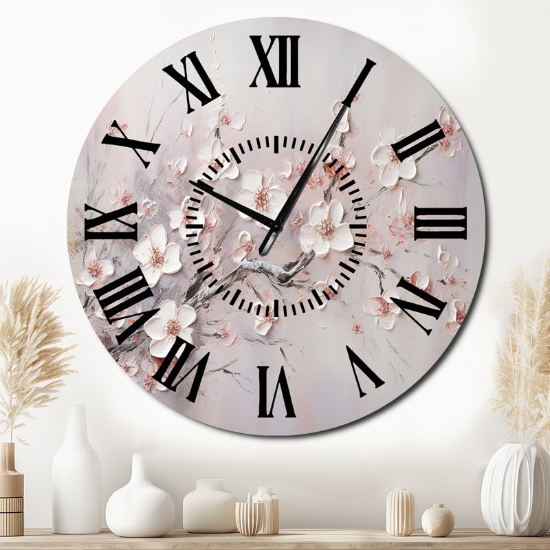 Horloge murale rose et grise, Surdimensionné