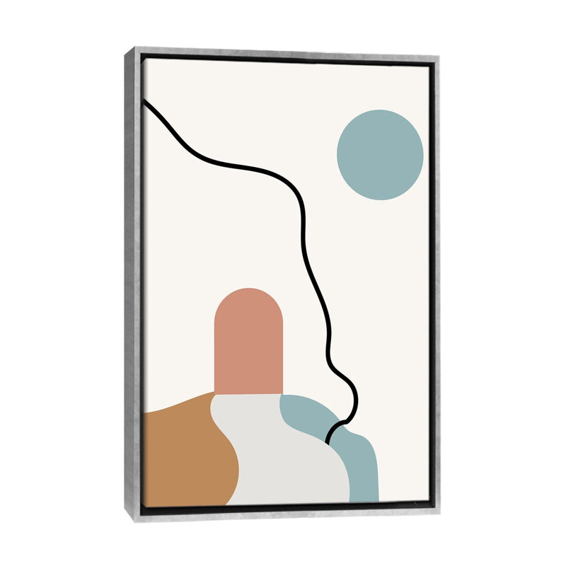 "Boho Terracota Road" par Mambo art studio-impression, Pas de tapis, H 60 po x l 40 po x 1,5 po, Toile avec cadre argenté