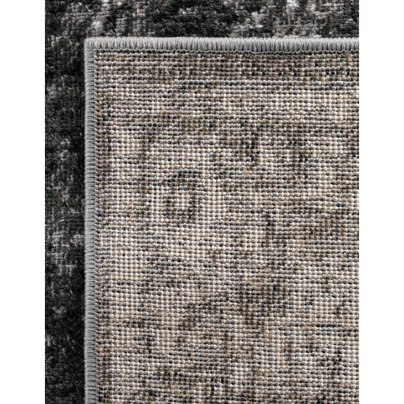 Clevinger Oriental Charcoal Area Rug, Square 6'1"
