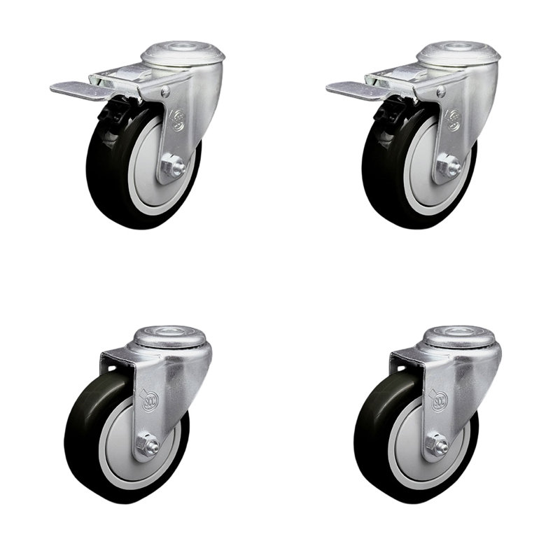 4-Piece Polyurethane Caster Set, Black