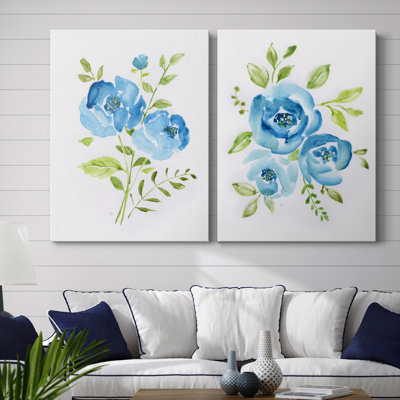 " Blue Morning Bouquet I " 2 Piece Art Print
