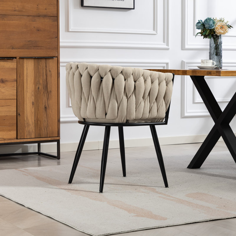 Polyester Upholstered Metal Upholstered Back Accent, Beige
