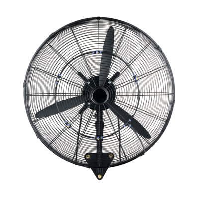 Ventilateur mural, ventilateur mural 24 po avec oscillation et brume, indice de protection IP44, 3 vitesses, portée d'air puissante, contrôle mécanique, long débit d'air pour l'industrie, commercial, garage, atelier