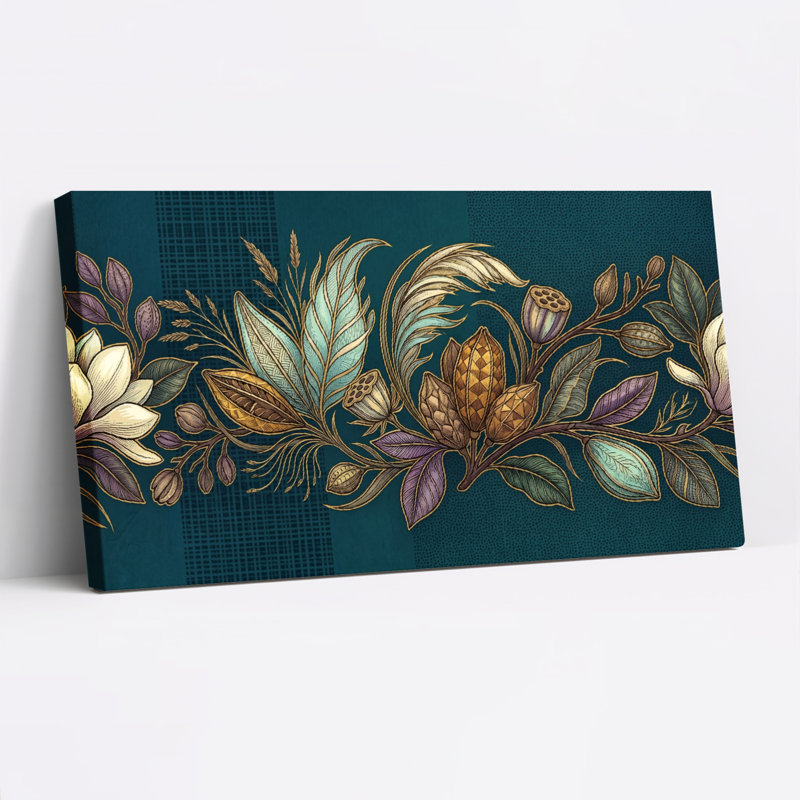 Ensemble de 1 tableau sur toile à motif floral, 40“W x 20”H, Toile tendue