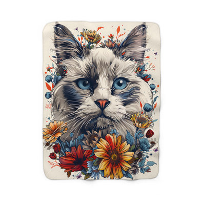  Couverture florale élégance féline