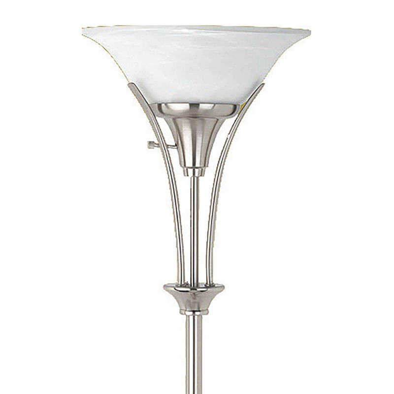 Brushed Steel Frosted Torchiere Floor Lamp