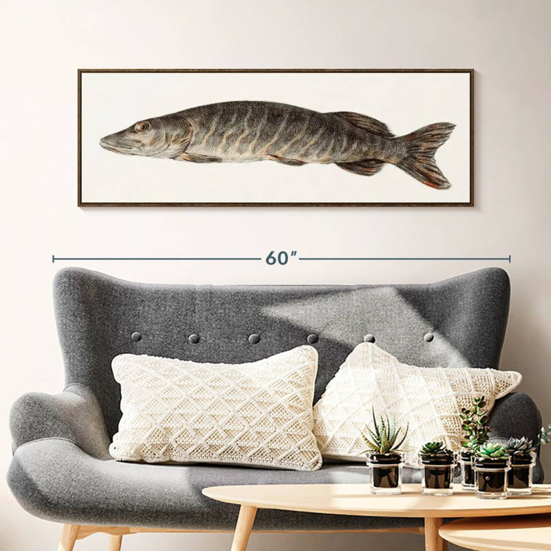 Brochet, 46" X 16", Floating Frame Walnut