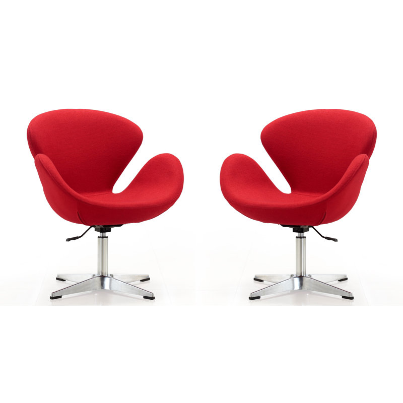 Fauteuil ballon rembourré en métal Raspberry Modern, Laine rouge